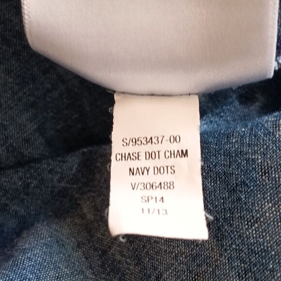 Old Navy Blue Polka Dot longsleeve button-down Blouse western, beach sz L - Picture 10 of 12